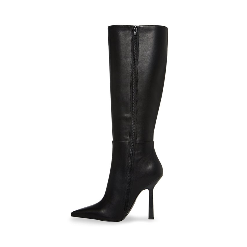 Black Steve Madden Kathleen Leather Women's High Boots | PH 4927YXA